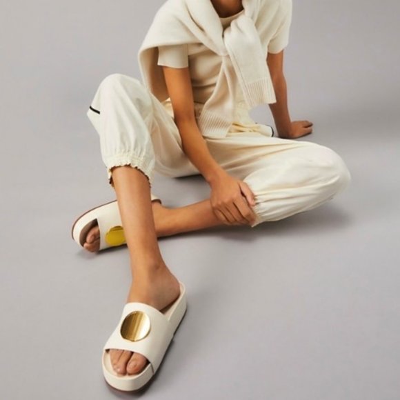 Tory Burch PATOS SLIDE Platform Sandals SUPER COMFY! 9.5 New Ivory Cream - Picture 3 of 14